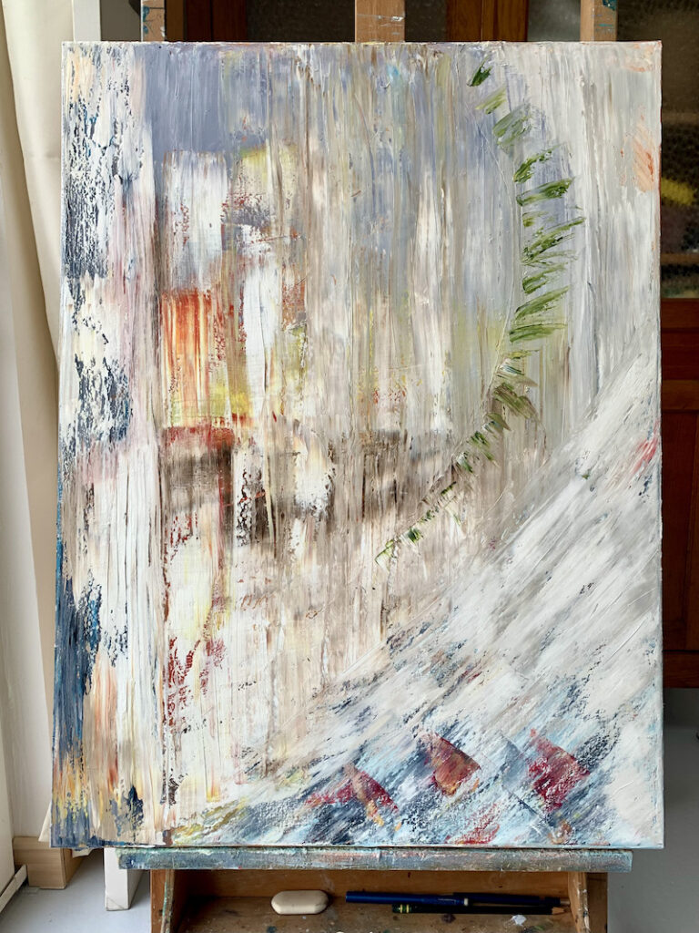 abstract painting on easel